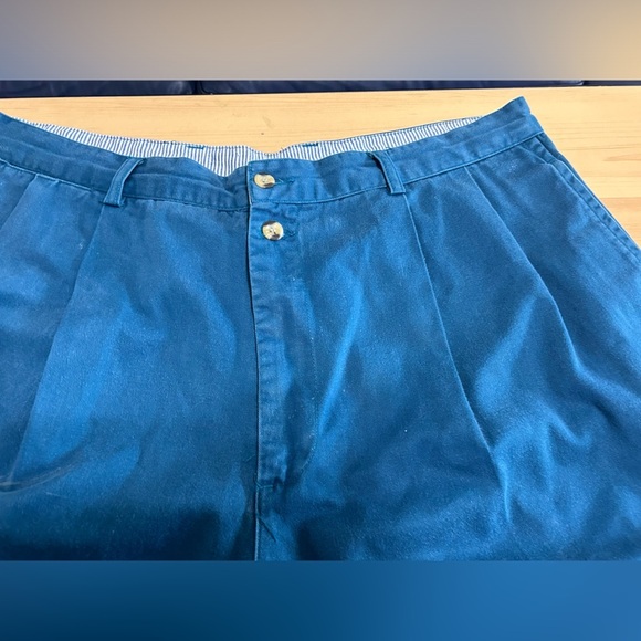 Vintage Christian Dior Monsieur Teal Shorts Pleated Blue Button Men’s Size 38 - Picture 4 of 9